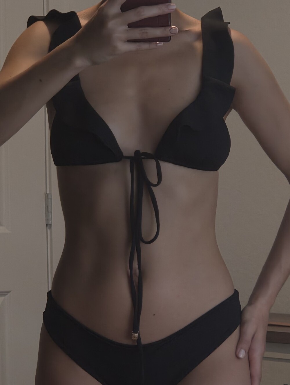 Malai Merry Blossom Bikini Set, Medium, Triangle Top in Black